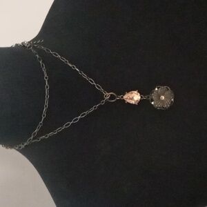 Unbranded Pink Gem and Metal Flower Chain Necklace